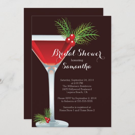 Vakantie Cocktail Bruids Douche Uitnodiging (Voorkant / Achterkant)