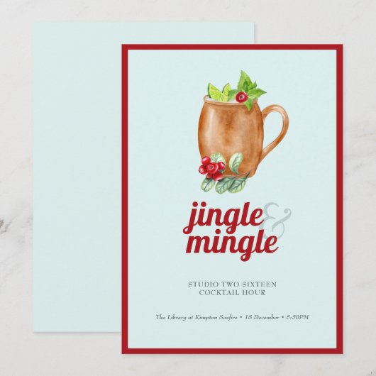 Vakantie Cocktail Jingle & Mingle Party Kaart (Voorkant / Achterkant)