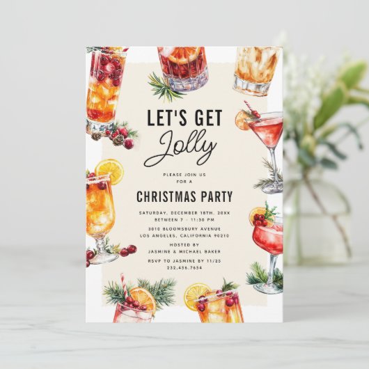 Vakantie Cocktail Kerstfeest Kaart (Staand voorkant)
