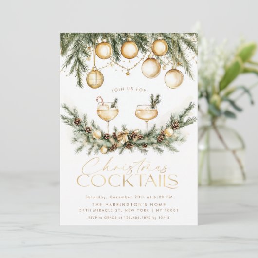 Vakantie Cocktail Modern Drinken Kerstfeest Kaart (Staand voorkant)
