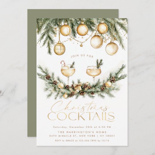 Vakantie Cocktail Modern Drinken Kerstfeest Kaart (Voorkant / Achterkant)