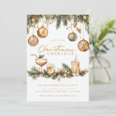 Vakantie Cocktail Modern Elegant Kerstfeest Kaart (Staand voorkant)