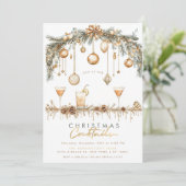 Vakantie Cocktail Modern Minimalistisch Kerstfeest Kaart (Staand voorkant)