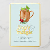 Vakantie Cocktail Party Jingle & Mingle Gold Folie Uitnodiging (Voorkant)
