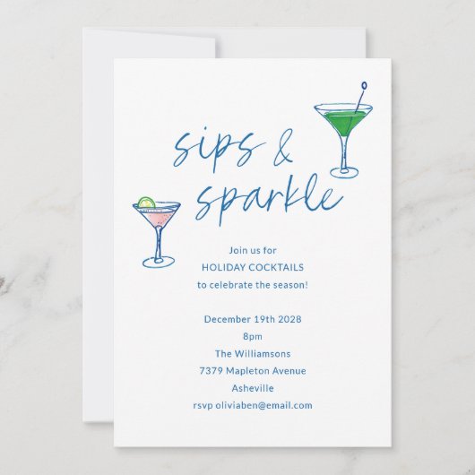 Vakantie Cocktail Party Kerstviering Kaart (Voorkant)