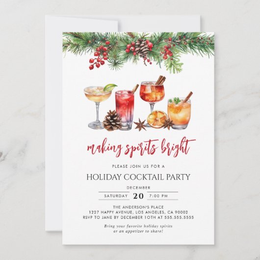 Vakantie Cocktail Party Making Spirits Bright Kaart (Voorkant)