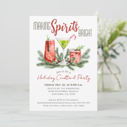 Vakantie Cocktail Party Making Spirits Bright Kaart (Staand voorkant)