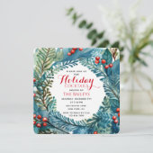 Vakantie cocktails Elegante kerst Bloemen krans Kaart (Staand voorkant)