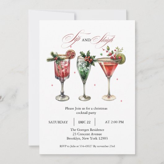 Vakantie Cocktails Feestelijke Drinken Kerstfeest  Kaart (Voorkant)