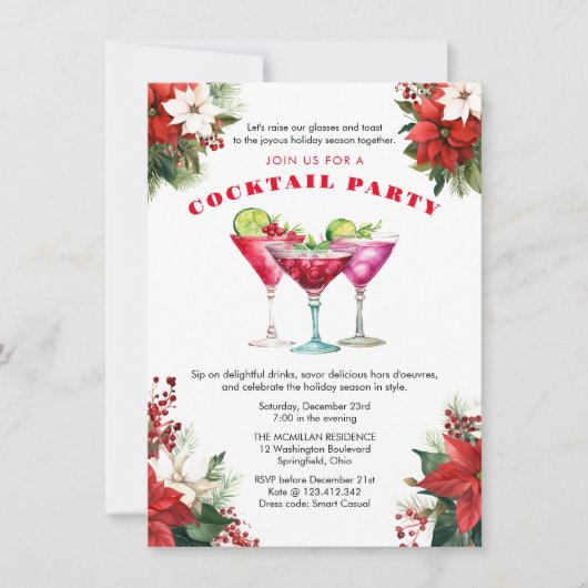 Vakantie cocktails kerst kaart (Voorkant)