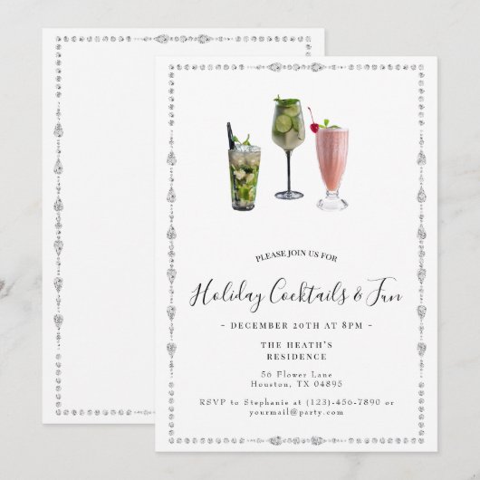 Vakantie Cocktails & Leuk Kerstfeest Kaart (Voorkant / Achterkant)