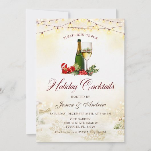 Vakantie Cocktails Modern Feestelijk Kerstfeest Kaart (Voorkant)