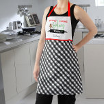 Vakantie Cookie Baking Team Plaid Kerstmis Schort<br><div class="desc">Dit leuke kerst schort is voorzien van de tekst "Holiday Cookie Baking Team". Het onderste deel van het schort is zwart-wit dambord plaid. Personaliseer dit leuke vakantie schort met jouw naam.</div>