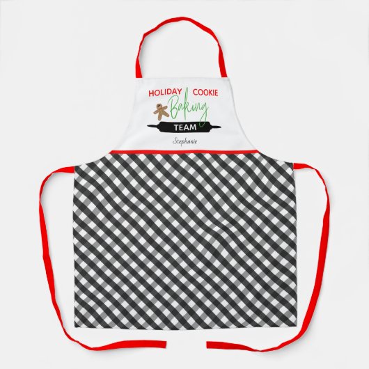 Vakantie Cookie Baking Team Plaid Kerstmis Schort (Voorkant)