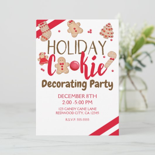 Vakantie Cookie Decorating Party of Exchange Kaart (Staand voorkant)
