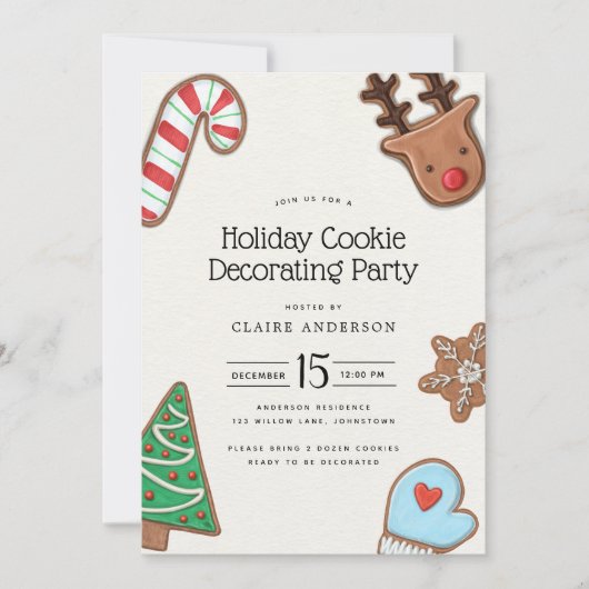 Vakantie Cookie Decorating Party uitnodiging (Voorkant)