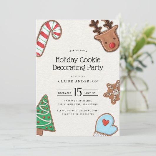 Vakantie Cookie Decorating Party uitnodiging (Staand voorkant)