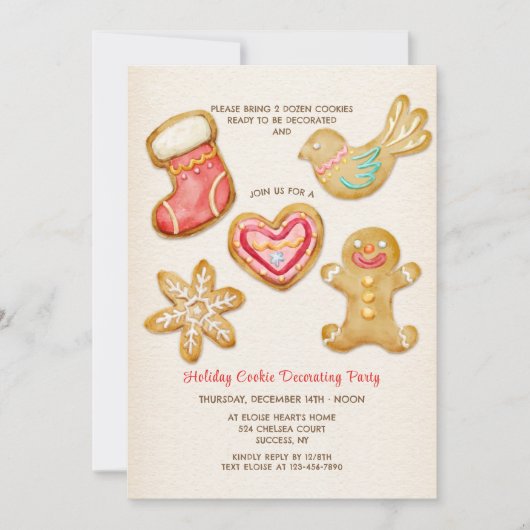 Vakantie Cookie Decorating Party Uitnodigingen (Voorkant)
