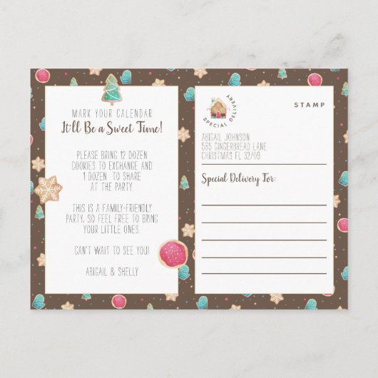 Vakantie Cookie Exchange Budget Party Uitnodiging (Achterkant)