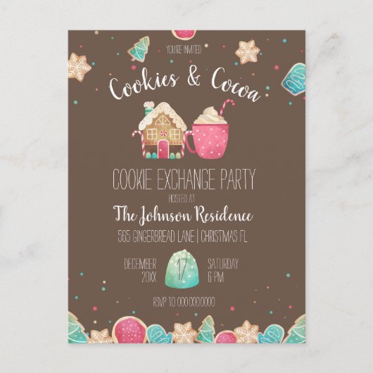 Vakantie Cookie Exchange Budget Party Uitnodiging (Voorkant)
