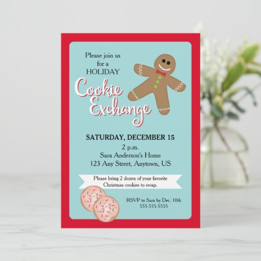 Vakantie Cookie Exchange, Gingerbread Man Kaart (Staand voorkant)