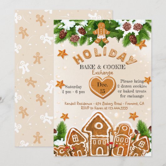 Vakantie Cookie Exchange Party Kaart (Voorkant / Achterkant)