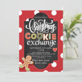 Vakantie Cookie Exchange Party Red Polka Dot Kaart (Staand voorkant)