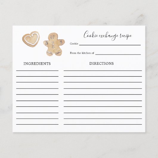 Vakantie-cookie Exchange Recipcard (Voorkant)