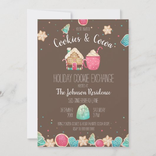 Vakantie Cookie Swap Cookies & Cacao Chocolade Kaart (Voorkant)