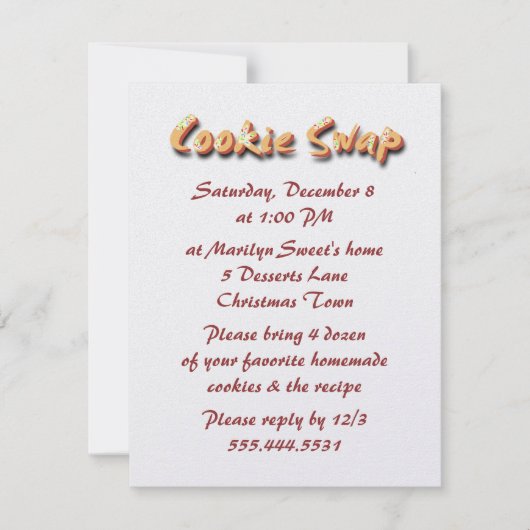 Vakantie Cookie Swap Party Uitnodigingen (Voorkant)