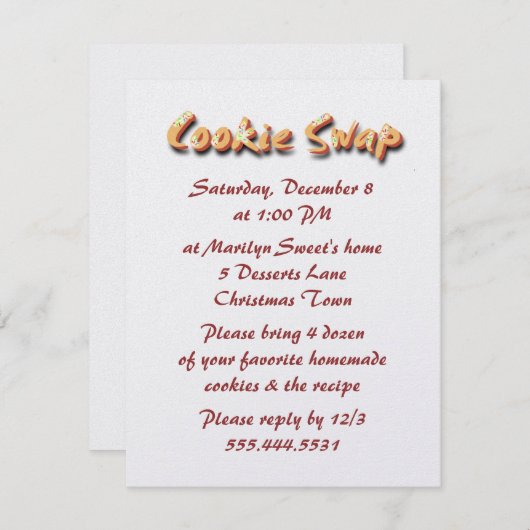 Vakantie Cookie Swap Party Uitnodigingen (Voorkant / Achterkant)