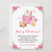 Vakantie Cookies en Cacao Roze Vrolijk kerstfeest Feestdagenkaart (Voorkant)