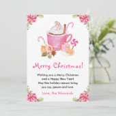 Vakantie Cookies en Cacao Roze Vrolijk kerstfeest Feestdagenkaart (Staand voorkant)