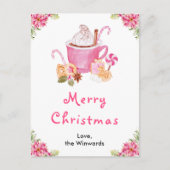 Vakantie Cookies en Cacao Roze Vrolijk kerstfeest Feestdagenkaart (Voorkant)