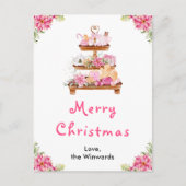 Vakantie Cookies en Cacao Roze Vrolijk kerstfeest Feestdagenkaart (Voorkant)