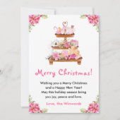 Vakantie Cookies en Cacao Roze Vrolijk kerstfeest Feestdagenkaart (Voorkant)