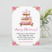 Vakantie Cookies en Cacao Roze Vrolijk kerstfeest Feestdagenkaart (Staand voorkant)