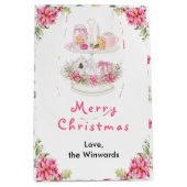 Vakantie Cookies en Cacao Roze Vrolijk kerstfeest Medium Cadeauzakje (Voorkant)