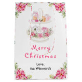 Vakantie Cookies en Cacao Roze Vrolijk kerstfeest Medium Cadeauzakje (Achterkant)