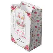 Vakantie Cookies en Cacao Roze Vrolijk kerstfeest Medium Cadeauzakje (Achterkant Gekanteld)