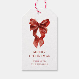 Vakantie Coquette Red Bow Ribbon Kerstcadeau Label Cadeaulabel