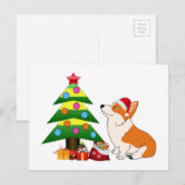 Vakantie Corgi Cartoon met Boom Feestdagenkaart (Voorkant / Achterkant)