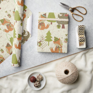 Vakantie Country Woodland Fox Kerstmis Cadeaupapier