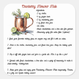Vakantie Cranberry Moscow Mule Cocktail Recept Vierkante Sticker