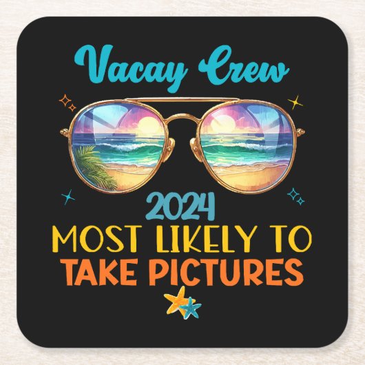 Vakantie crew 2024 kartonnen onderzetters (Voorkant)