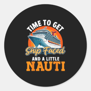 Vakantie Cruise Schepen Pun Tijd Om Scheeps Gezich Ronde Sticker