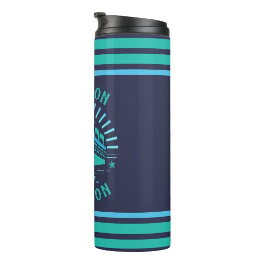 Vakantie cruiseschip aangepaste naam bus thermosbeker (Geroteerd rechts)