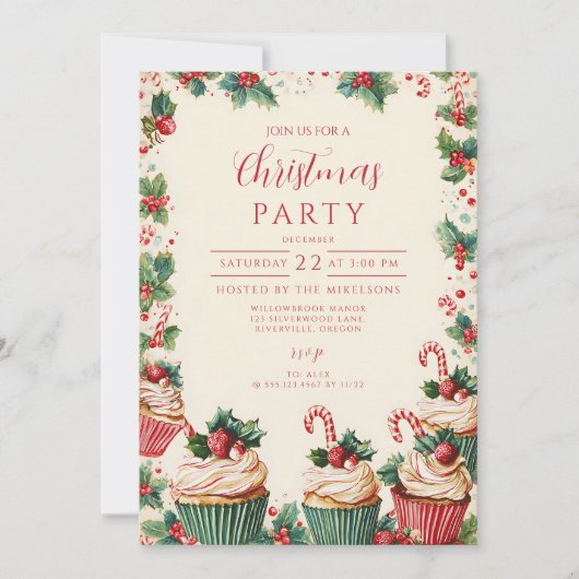 Vakantie Cupcake Cheer Christmas Kaart (Voorkant)