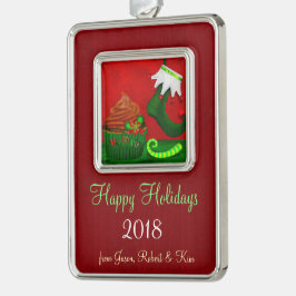 Vakantie Cupcake Whimsey GEPERSONALISEERD Verzilverd Omlijst Ornament