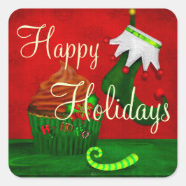 Vakantie Cupcake Whimsey GEPERSONALISEERD Vierkante Sticker